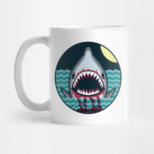 Dark night at the sea - wild shark appear Mug